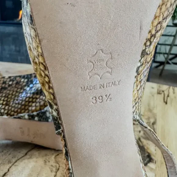 Gastone Lucioli, Made in Italy, Snakeskin Slingback Platform Heel, Women’s 9.5 - Picture 4 of 10